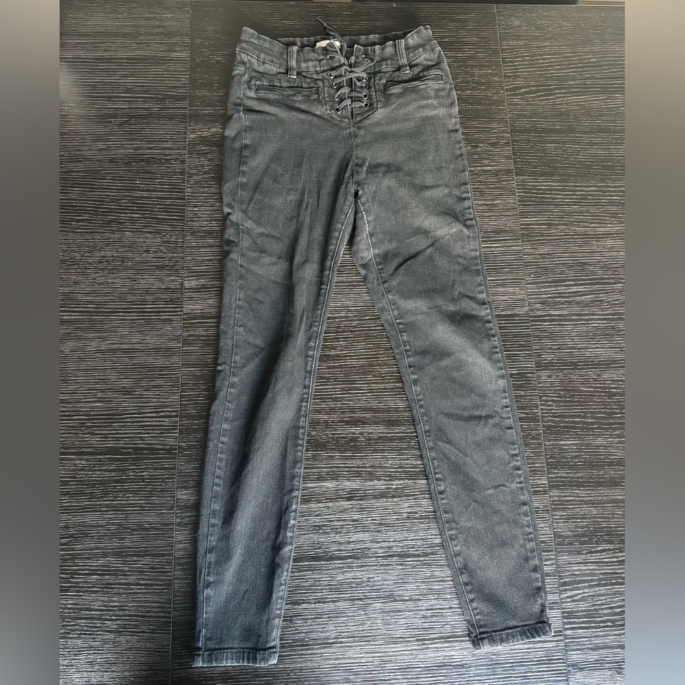 Muse Charcoal Lace-Up Denim